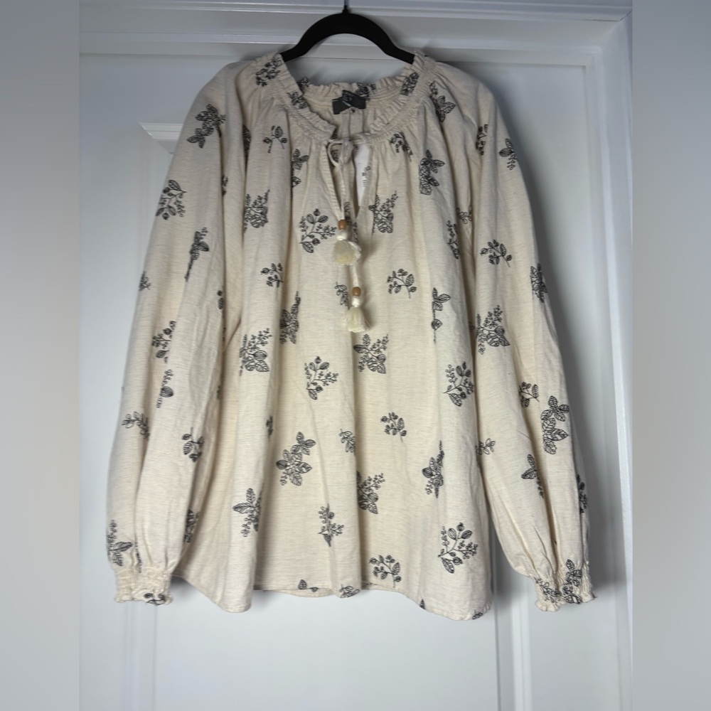 Primark NWT Cream Blouse with Black Floral Design
